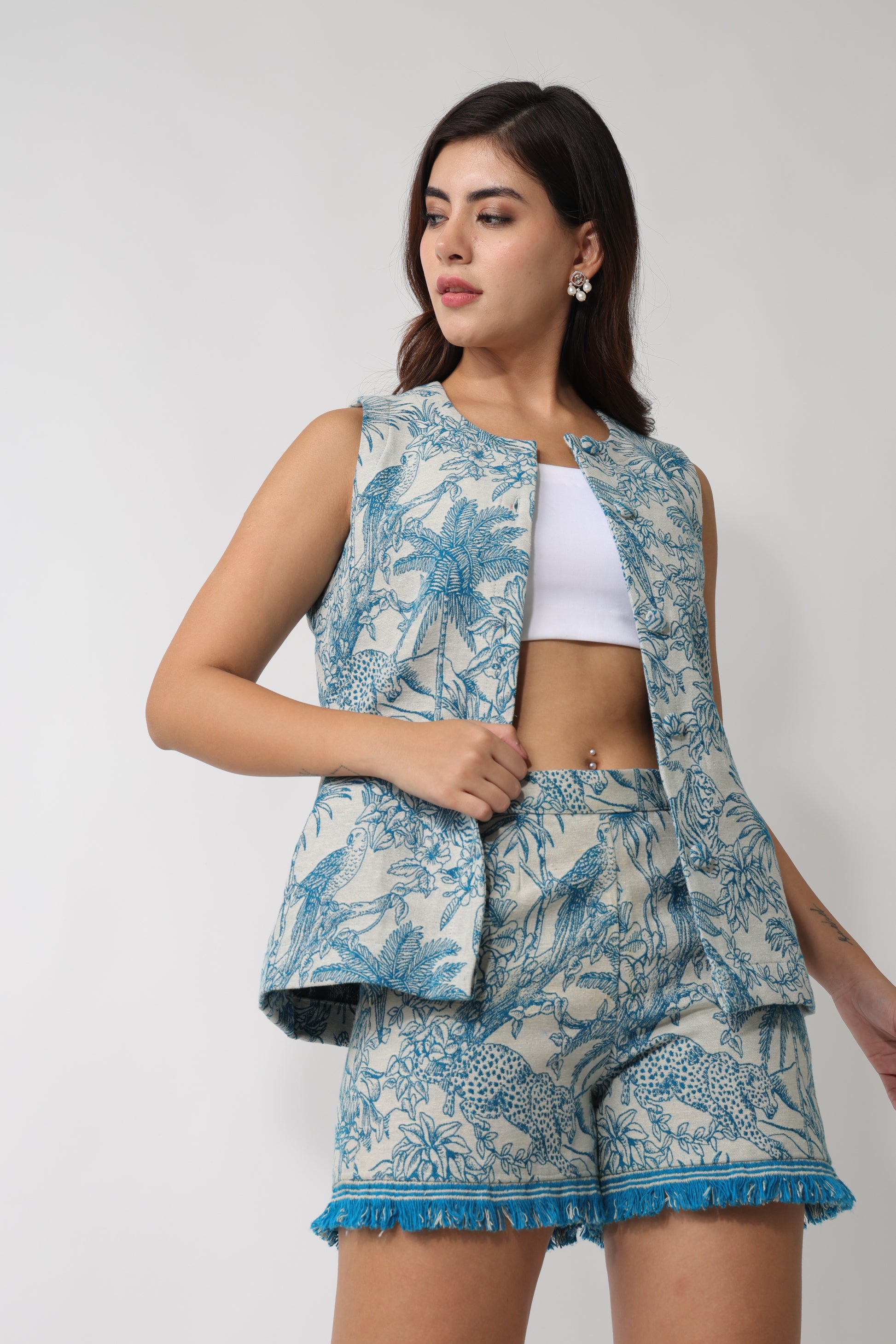 Blue Jungle Jacquard Jacket
