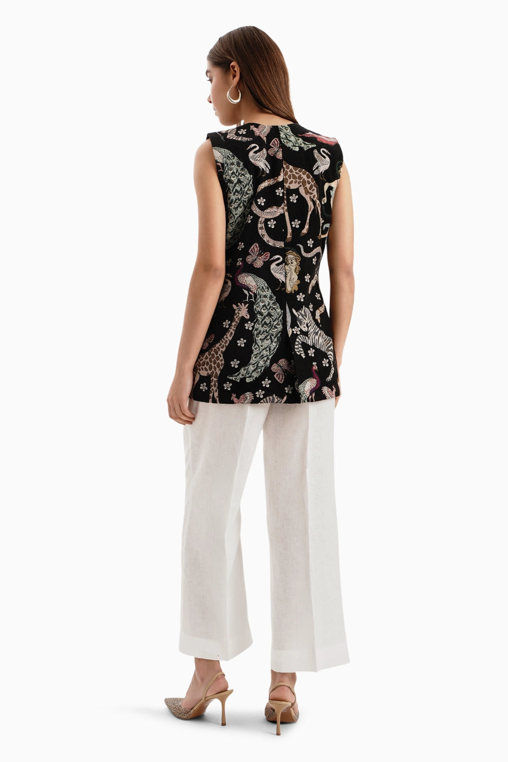 Safari Jungle Jacquard Jacket with White Linen Pants