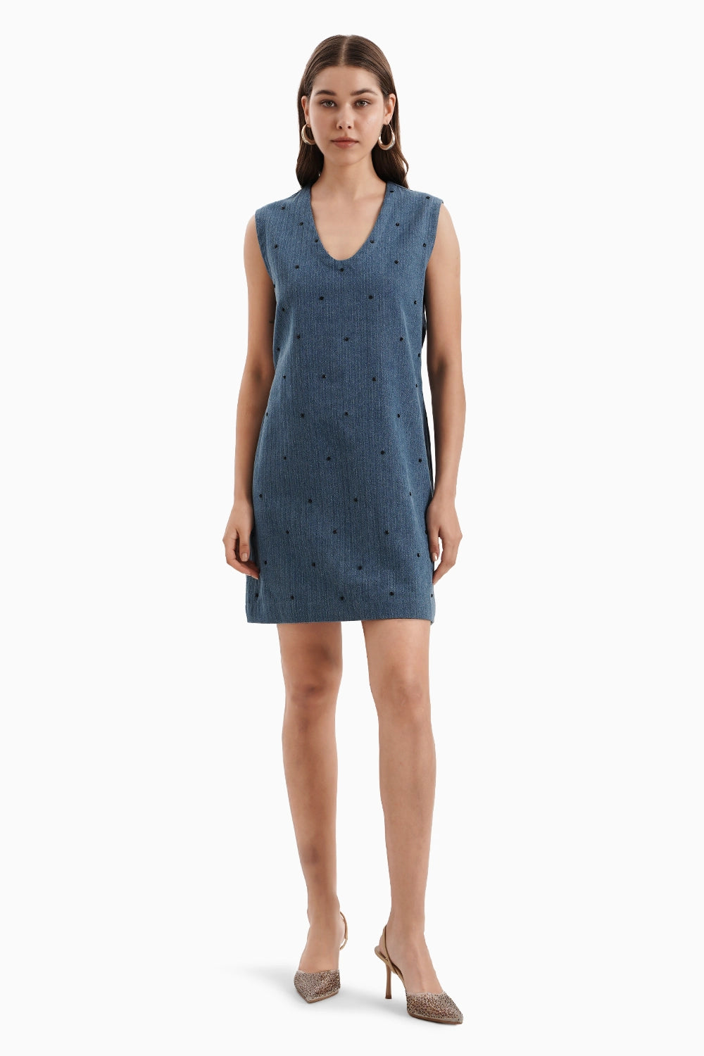 Medium Herringbone Denim Flower Chitta Dress