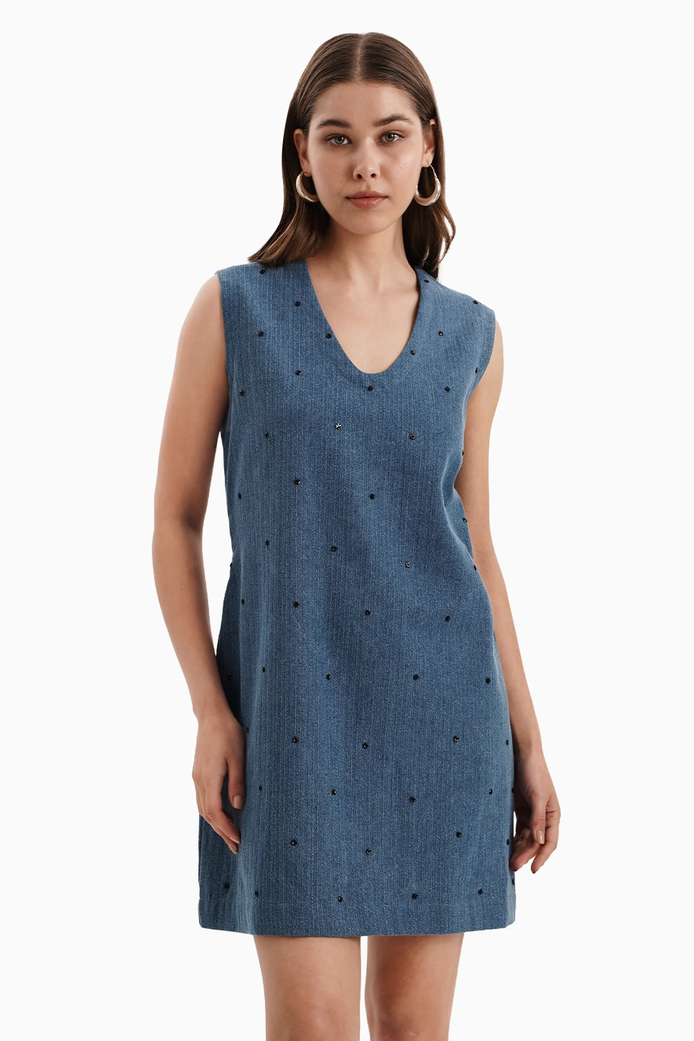 Medium Herringbone Denim Flower Chitta Dress