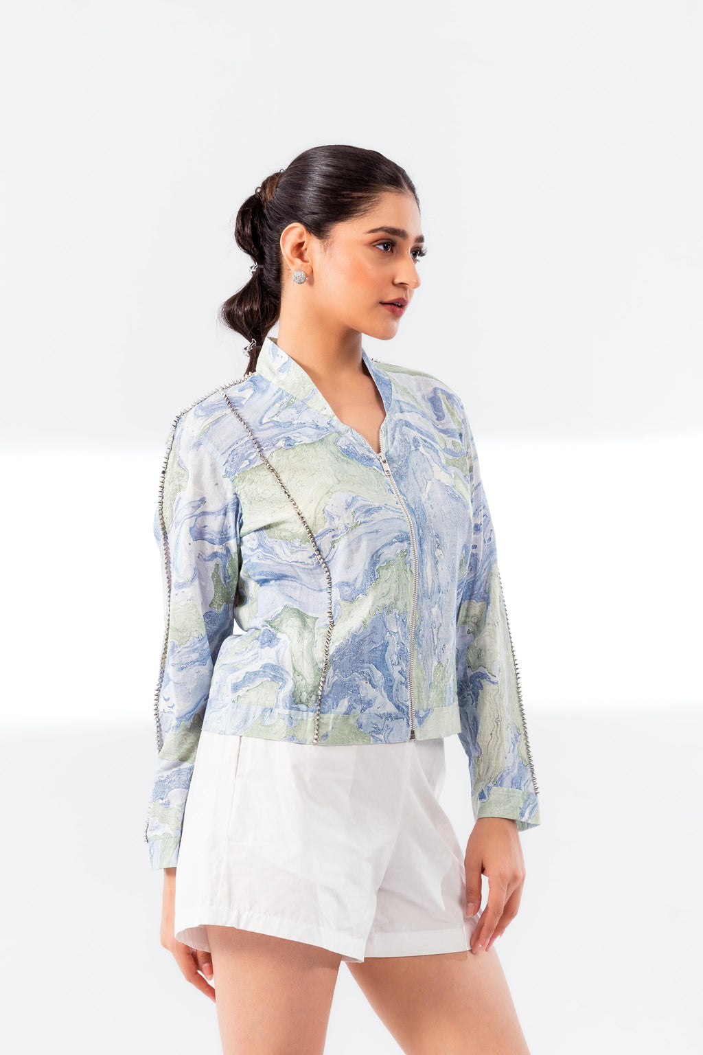 Cotton Marble Crop Jacket