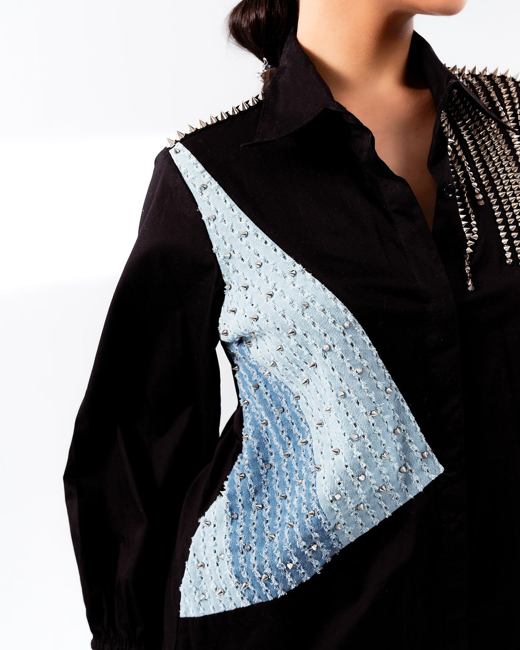 Black Cotton 3 Panel Shirt and Shorts