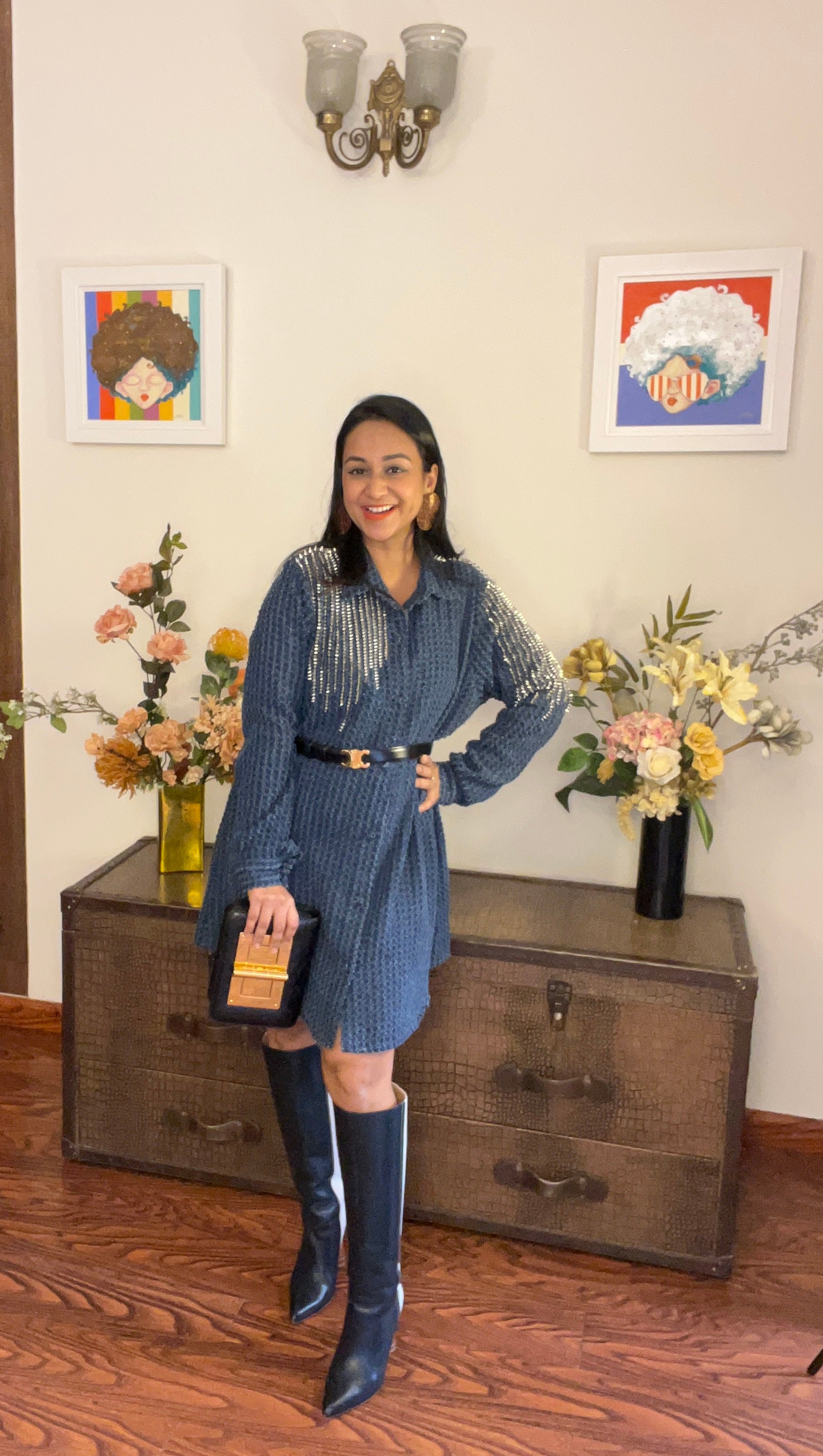 Ayanka in Dark Denim Shirt Dress