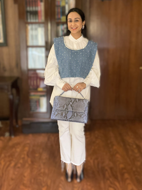 Ayanka in Crystal Denim Bib