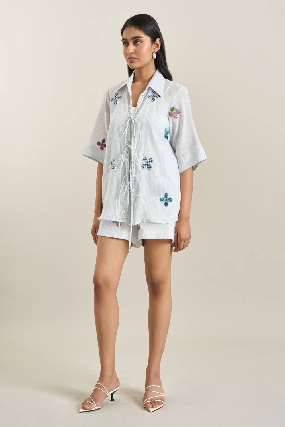 Ice Blue Ties Jacket and Shorts Set